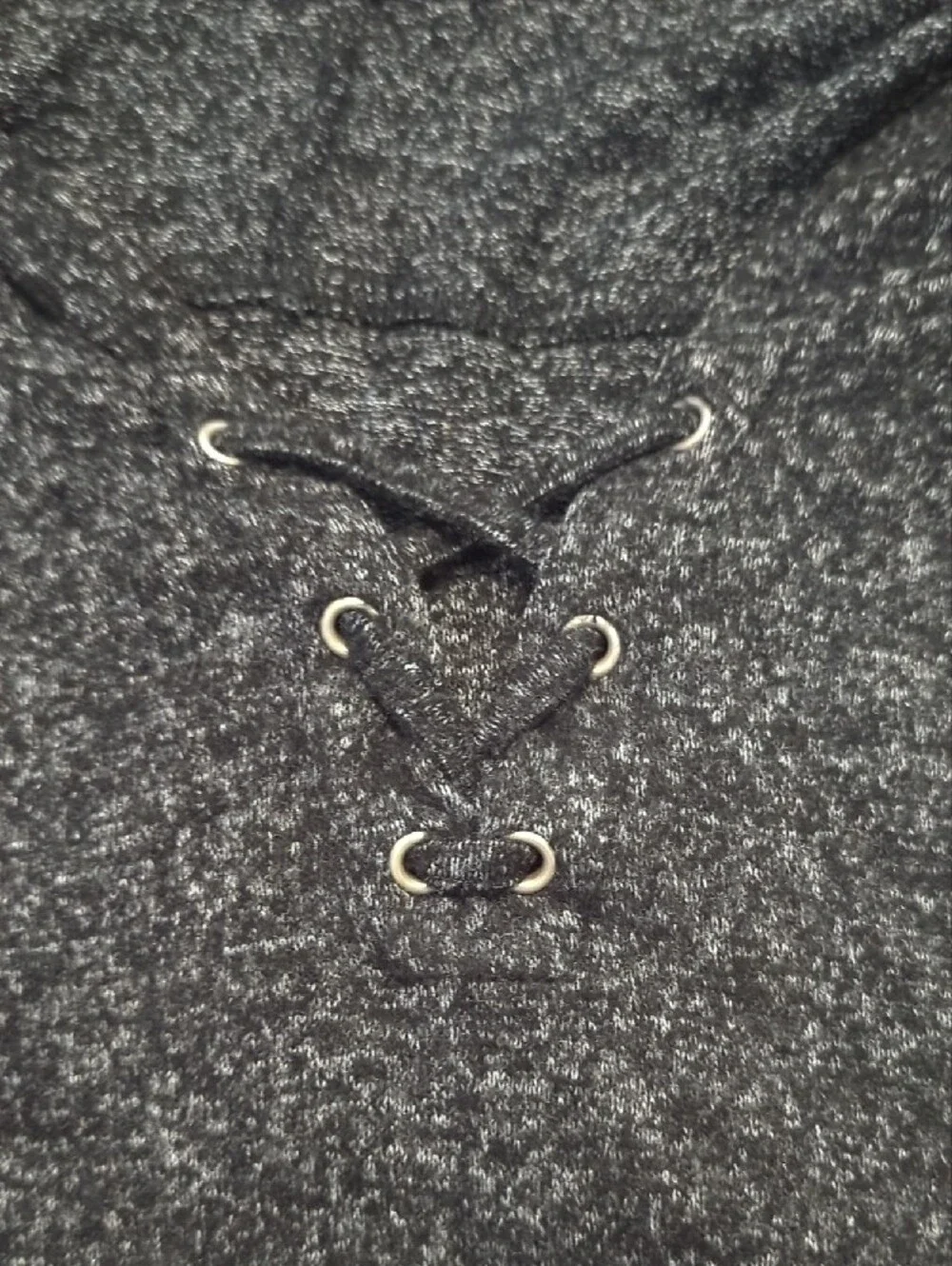 Justice Charcoal Gray Lace-Up Cowl Turtleneck Sweater